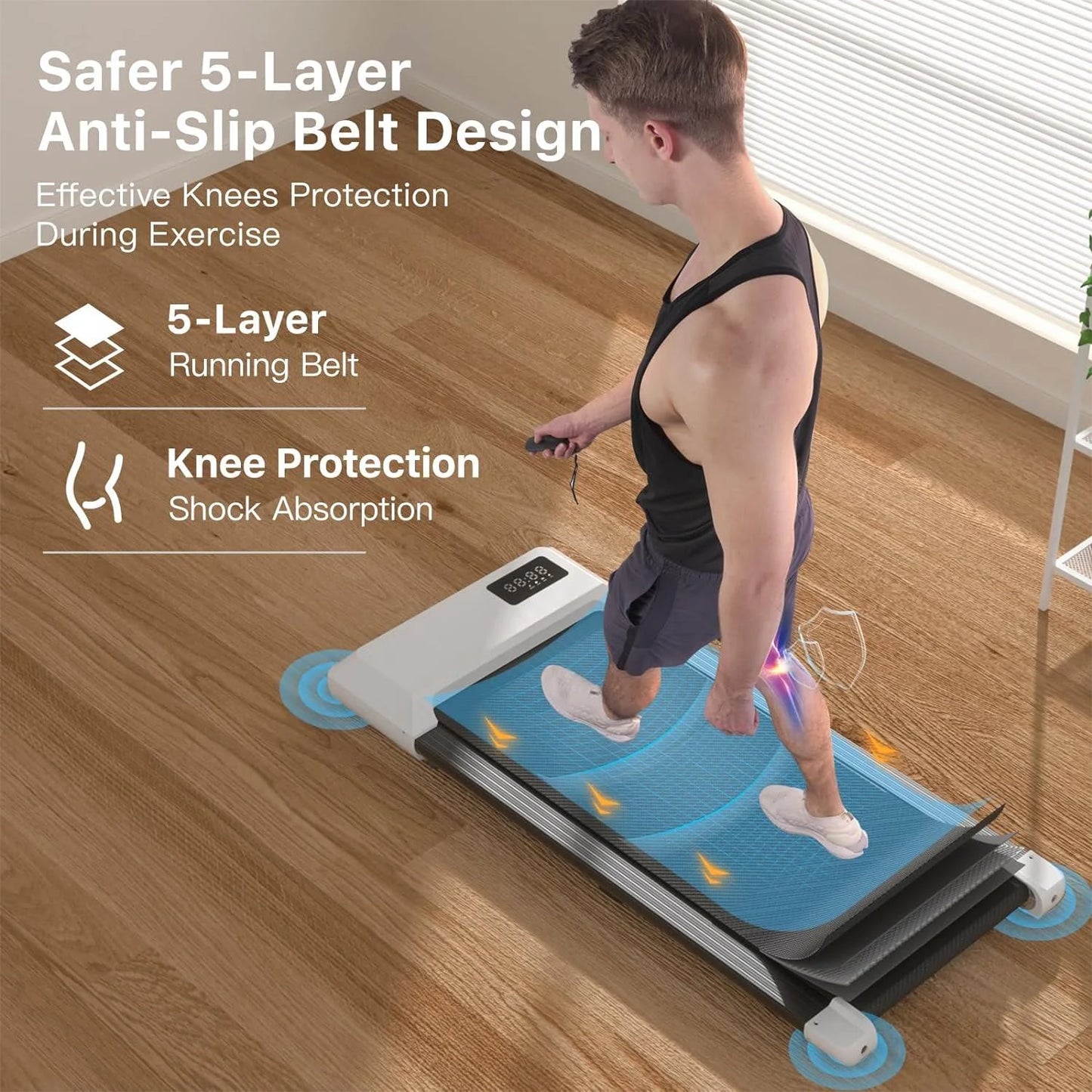 Walking Pad 300Lb Capacity,Under Desk Treadmill with Bluetooth and Remote, Speed Range 0.6-3.8 Mph and Low Noise