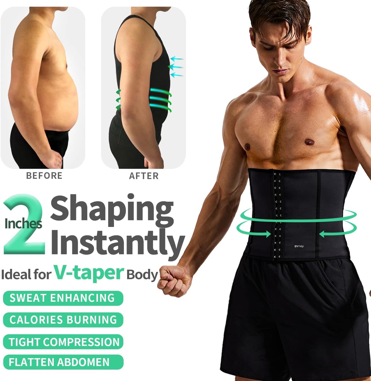 Waist Trainer Trimmer for Men,Mens Waist Trainer Tummy Control Sweat Wrap